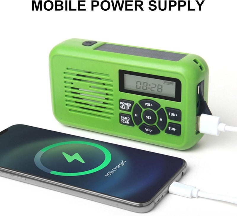 ويوبلز راديو يعمل بالطاقة الشمسية بسعة 2000 مللي أمبير، مزود ببطارية NOAA، راديو طوارئ للأحوال الجوية، مصباح يدوي، بنك طاقة محمول، راديو AM/FM، ومصباح LED للطوارئ الخارجية - Image 5